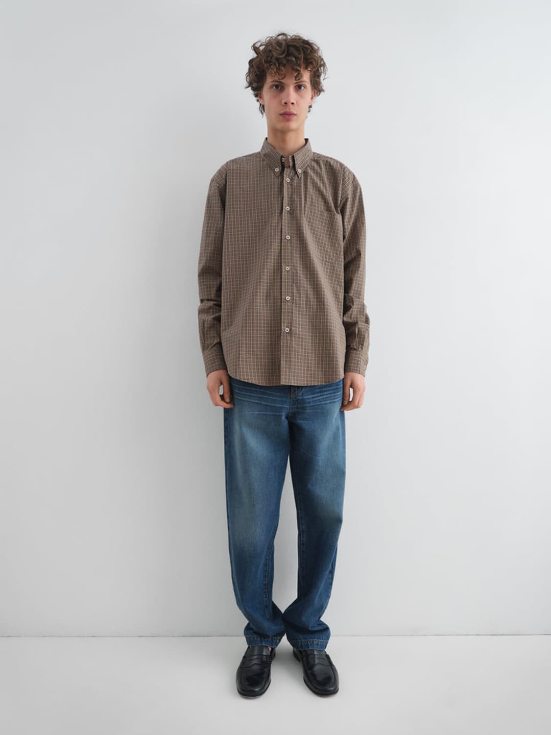 [S,M,XL]기마구아스 Evan 체크 셔츠/브라운 상품이미지4