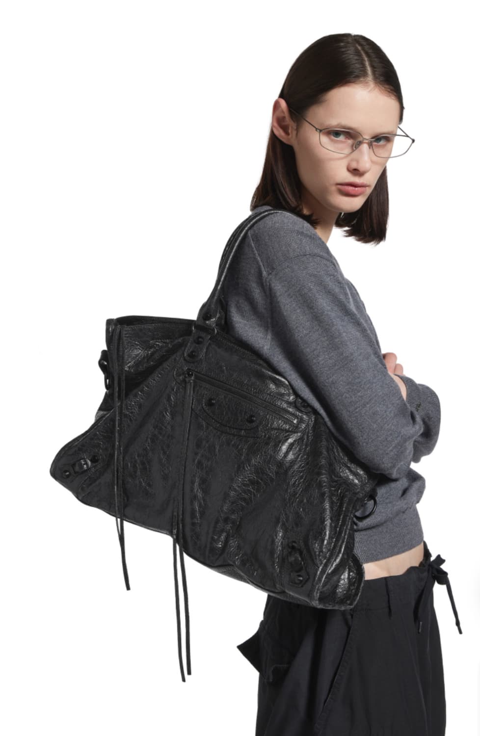 [S급 정품] 발렌시아가 르 시티 모터백 라지 블랙 상품이미지9