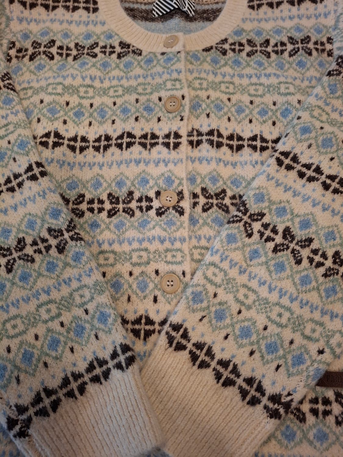 (마지막특가) 피그먼트 노르딕 패턴 니트 가디건 새상품 상품이미지5