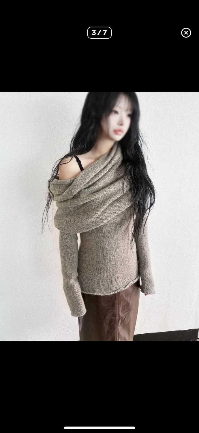 일라리아 니스트리 모헤어 하이넥 드레이프 후디 니트 상품이미지2