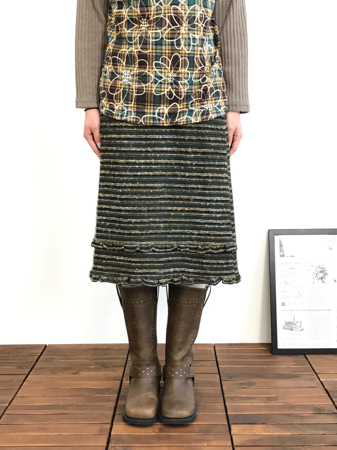 Trans Continents Wool Striped Midi Skirt 상품이미지1