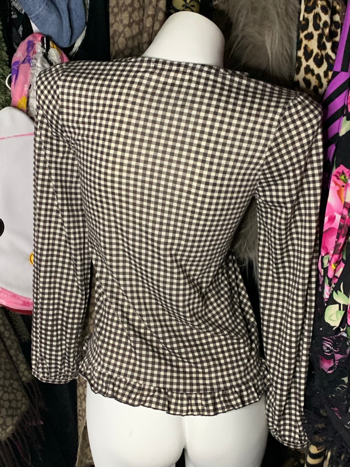 엑시즈팜 쿠마모리 라떼갸루 브라운체크 탑 상품이미지3