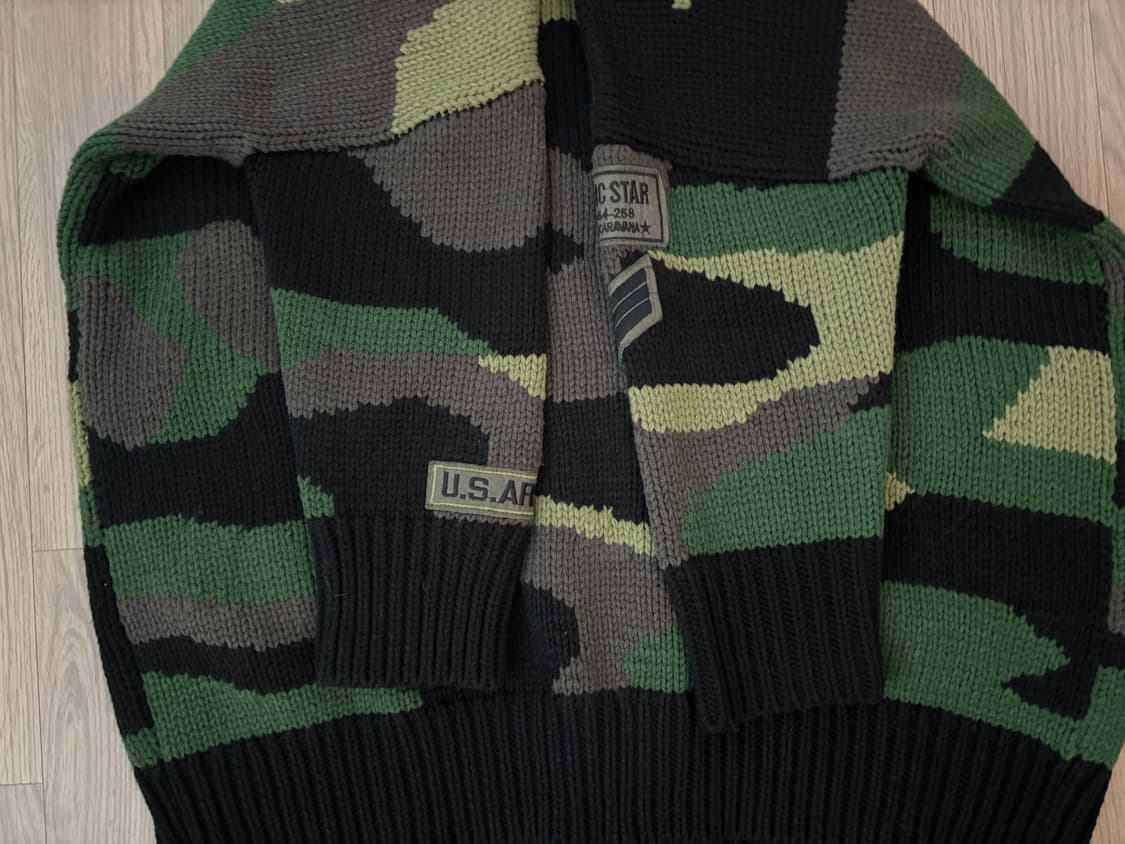 상태최상 합한 밀리터리 카모패턴 고급니트 가디건 여성 프리 상품이미지5