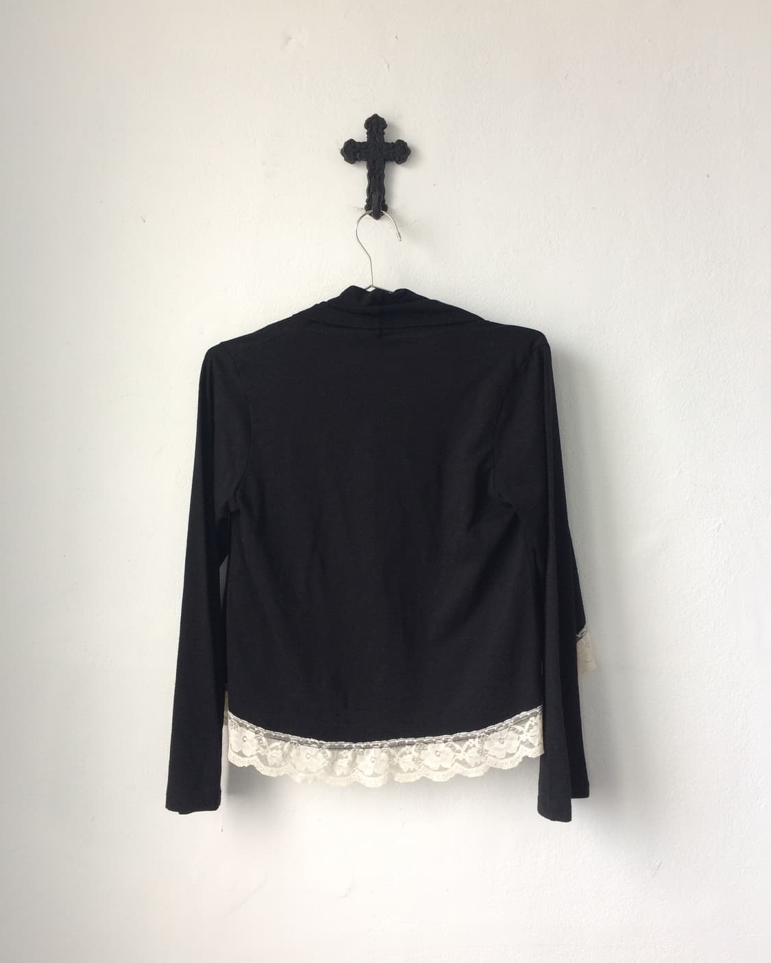 Lace trimming drape open cardigan 상품이미지4