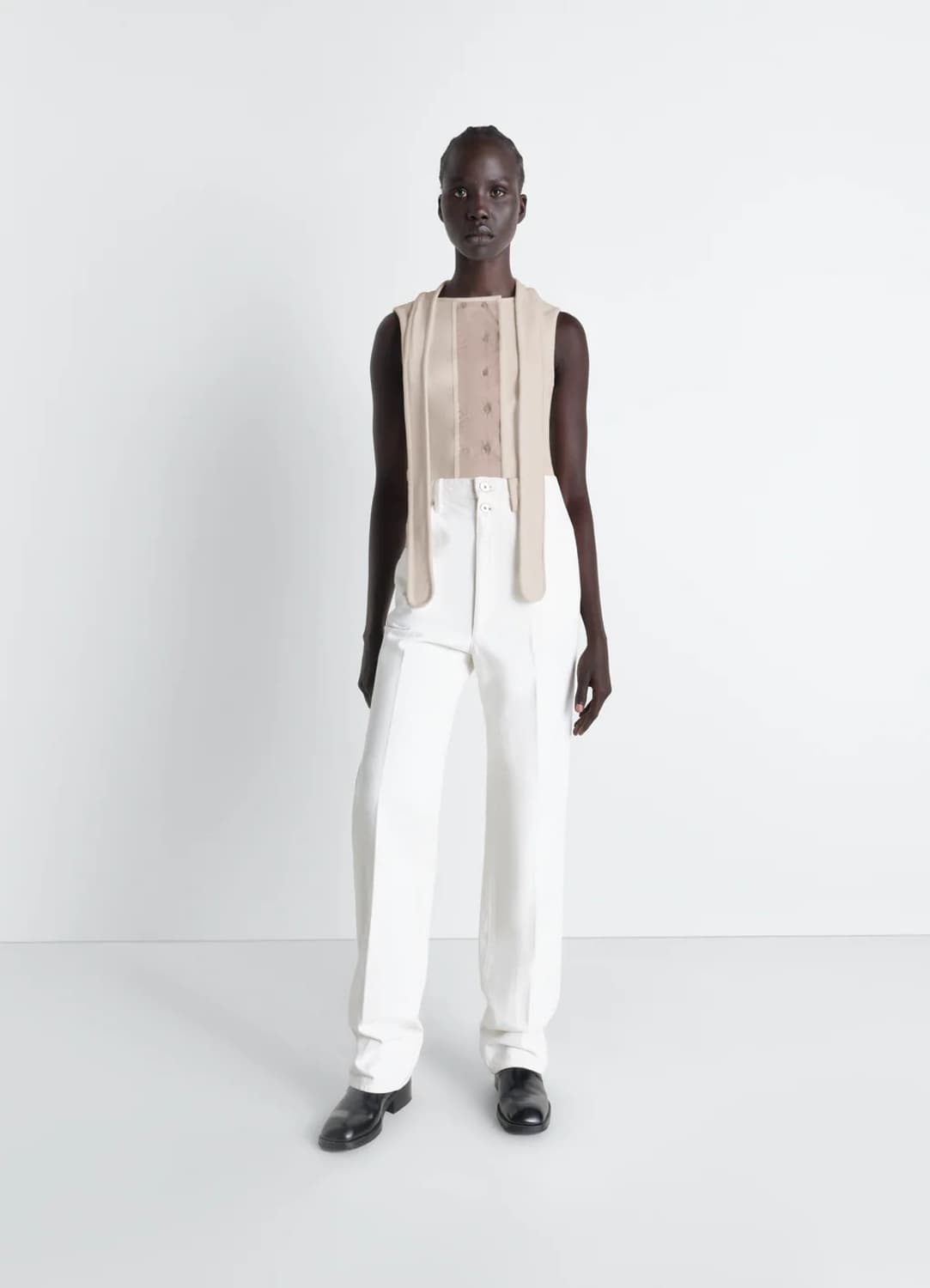 [XS,S,M]르메르 26ss 스카프 슬리브리스 니트 탑/세이지 상품이미지3