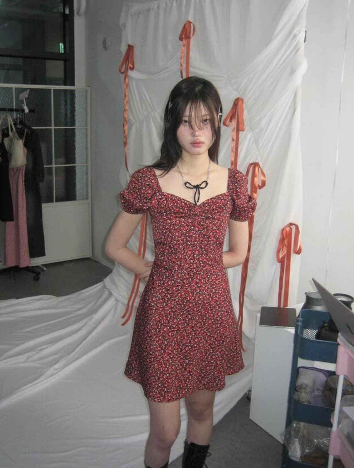 루루서울 레드 팬지 원피스 Red Pansy Dress 상품이미지1