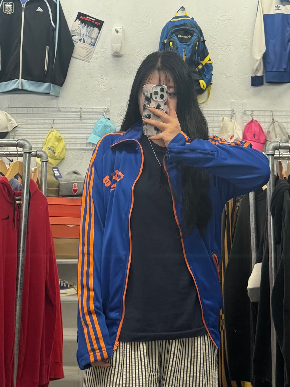 아디다스 클럽 블루 오렌지 파이어버드 트랙탑 져지 L 상품이미지1
