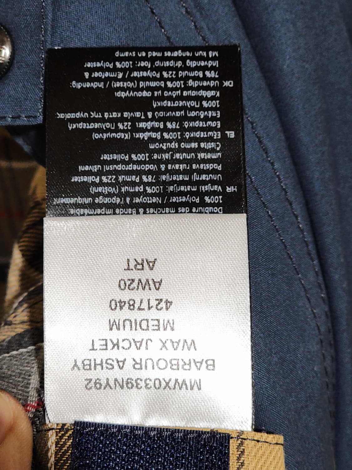 (L) 바버 애쉬비 왁스자켓 ASHBY 왁싱점퍼 코듀로이 카라넥  상품이미지7