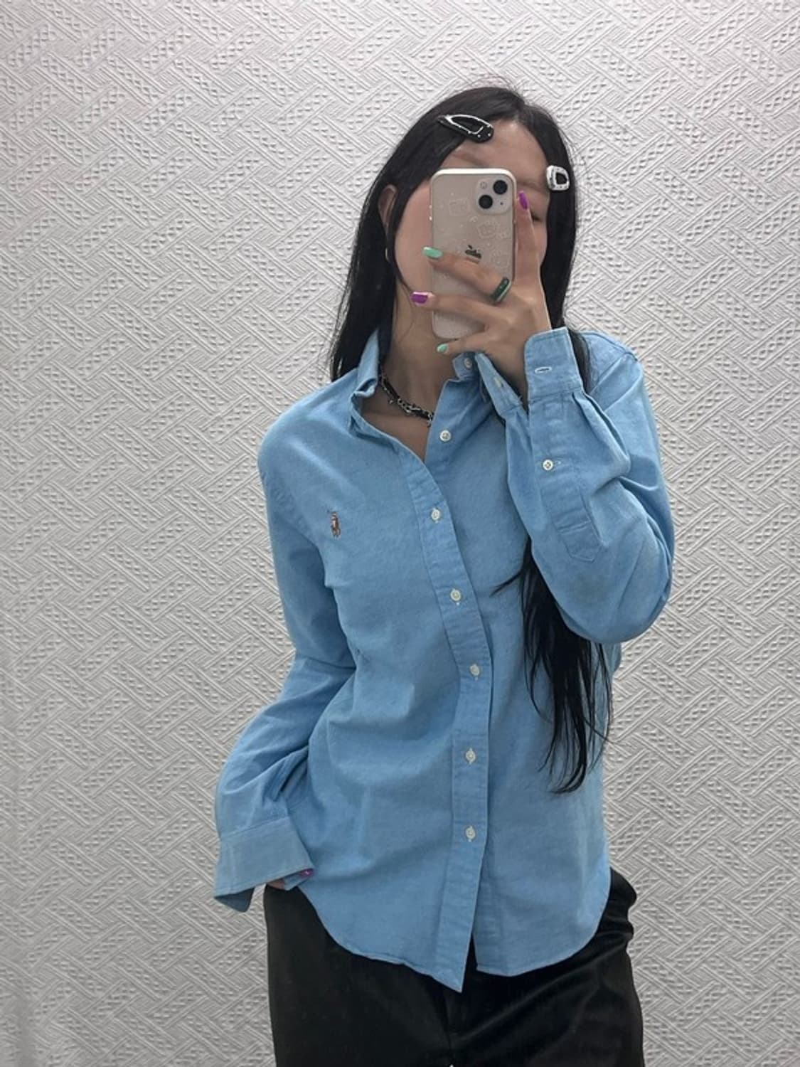 폴로 랄프로렌 멀티포니 옥스포드 파스텔 블루 셔츠 S C07025 상품이미지1