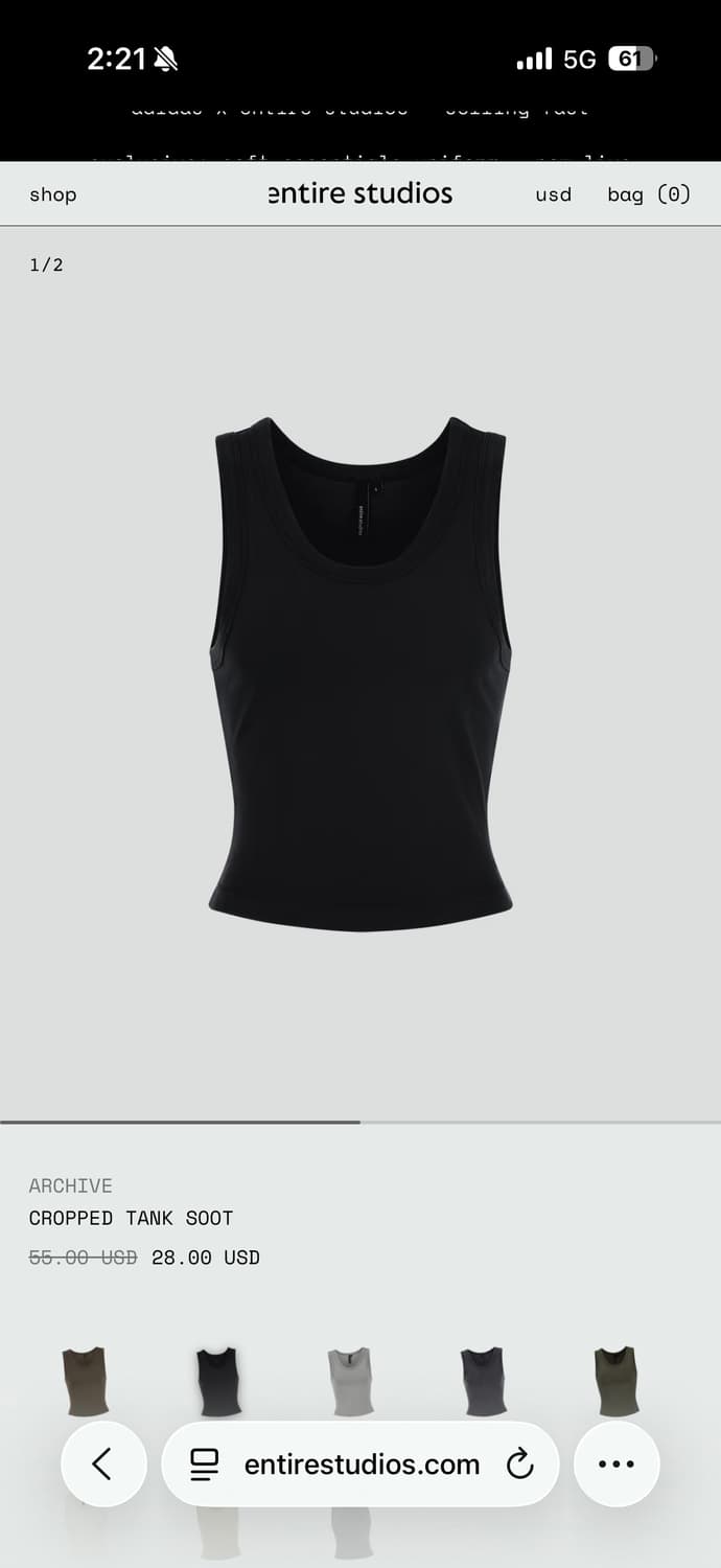 Entire studios cropped tank xxs soot 상품이미지1