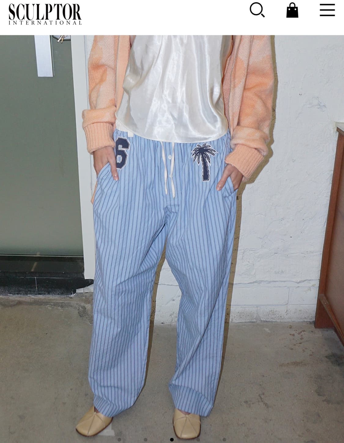 스컬프터 워크업 라이크디스 PJ팬츠 블루 스트라이프 XS 바지 상품이미지3