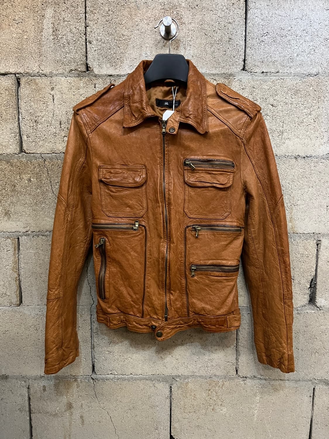 빈티지 멀티 포켓 레더 자켓 상품이미지1