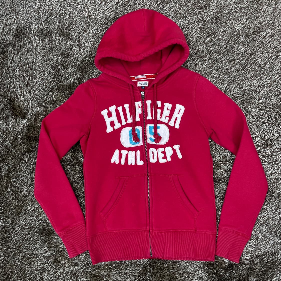 타미힐피거 Tommy Hilfiger 레드 빅로고 기모 후드집업 M 상품이미지1