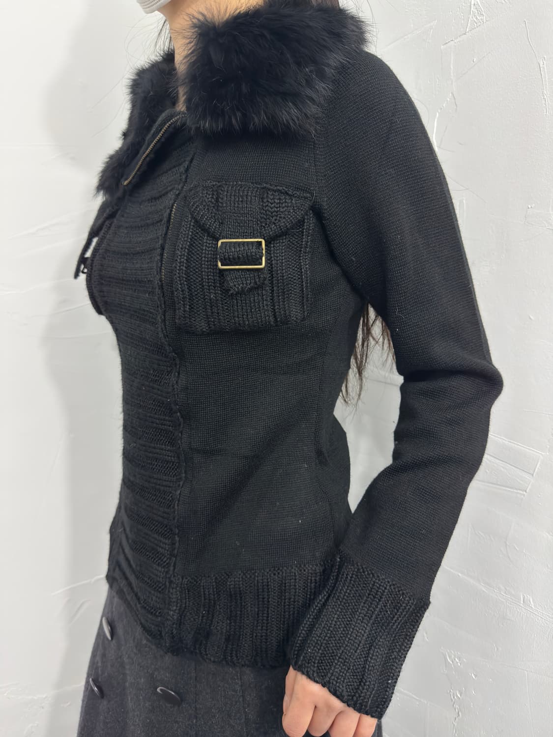 fur detail pocket knit zipup 상품이미지3