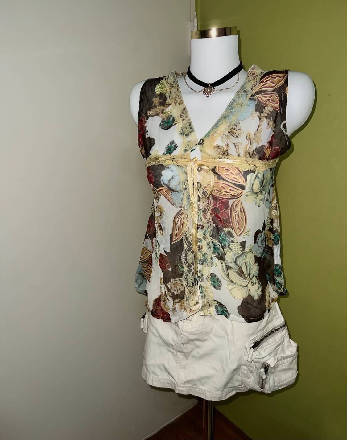 ✨vintage oriental flower lace sleeveless 상품이미지1