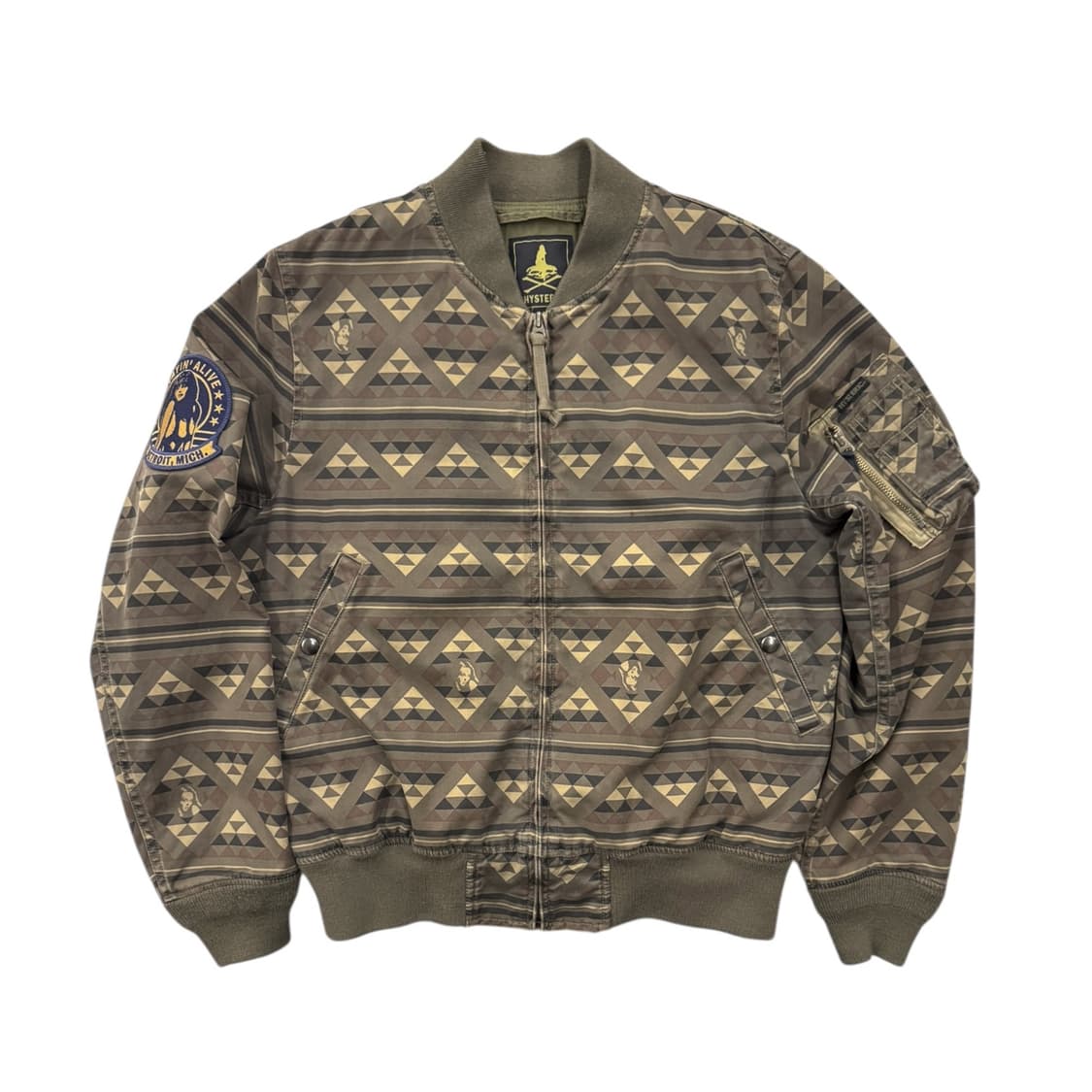 히스테릭글래머 네이티브 패턴 코튼 MA-1 카키 상품이미지1