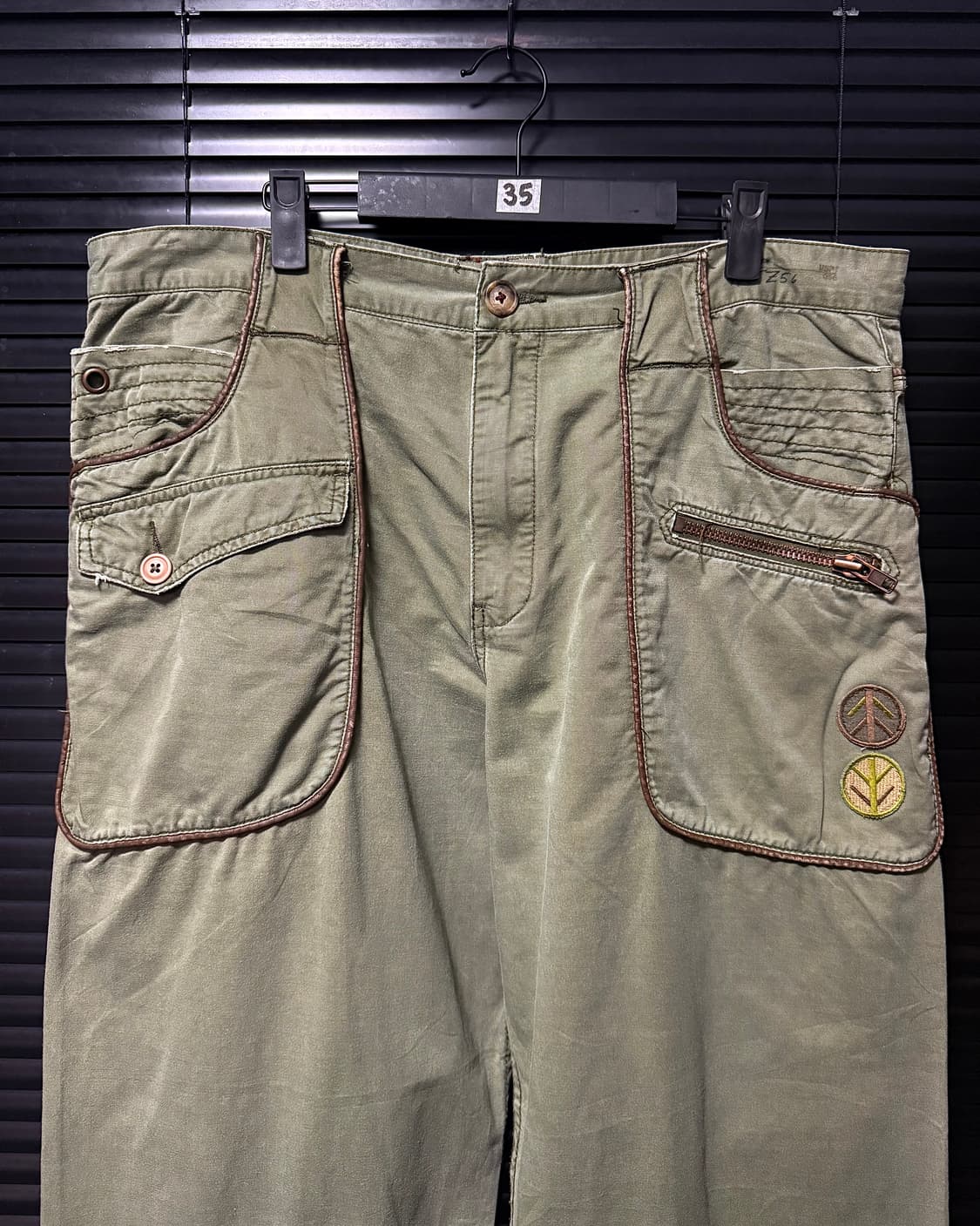 A.KURTZ 일본 밀리터리 워크 팬츠 멀티 포켓 카키 가죽 브라운 38 상품이미지2