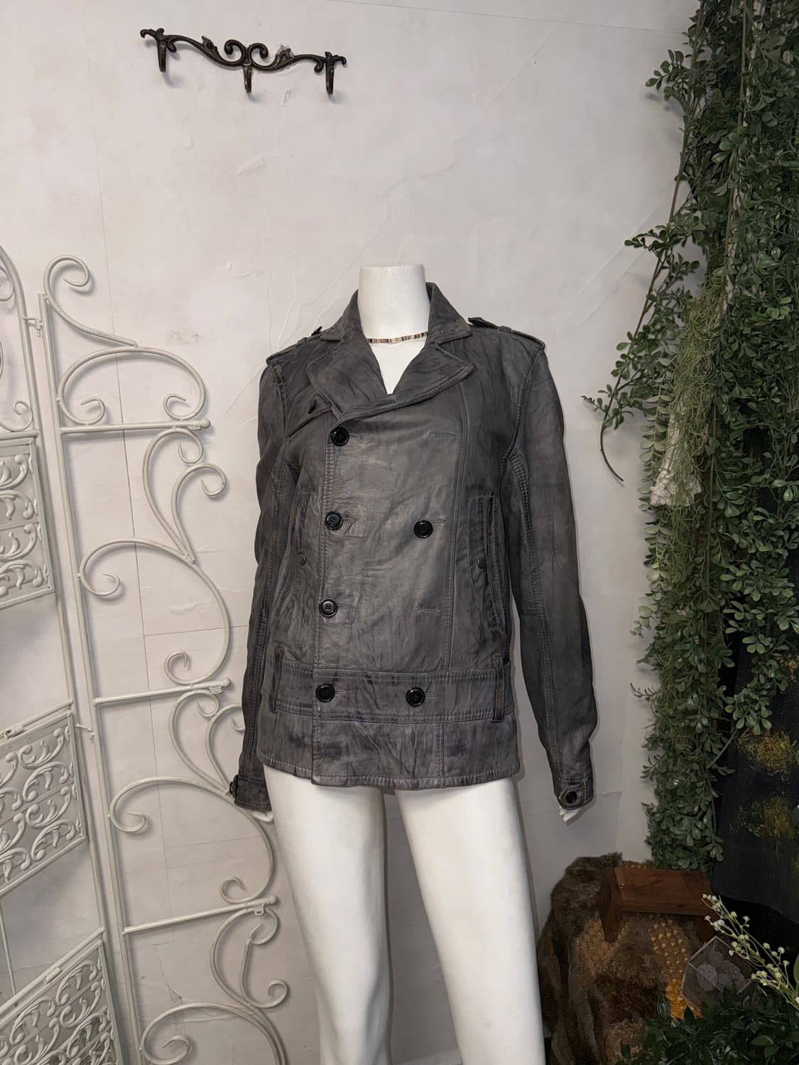 DIESEL aging gray lamb skin double jk 상품이미지8