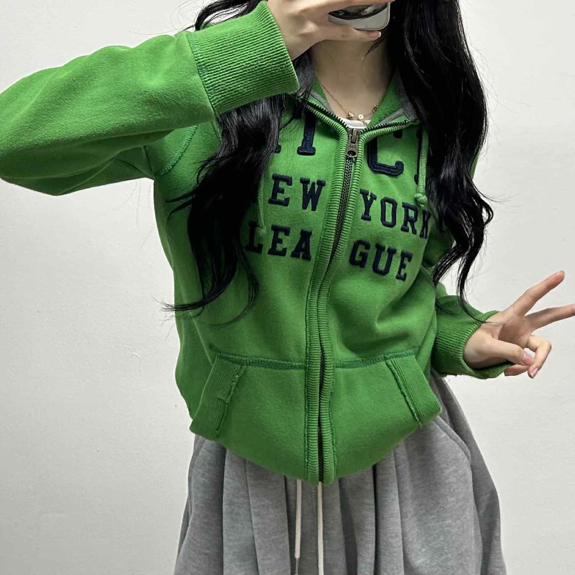 아베크롬비 y2k 올드스쿨 스웻 후드집업 희귀져지(M) 상품이미지1