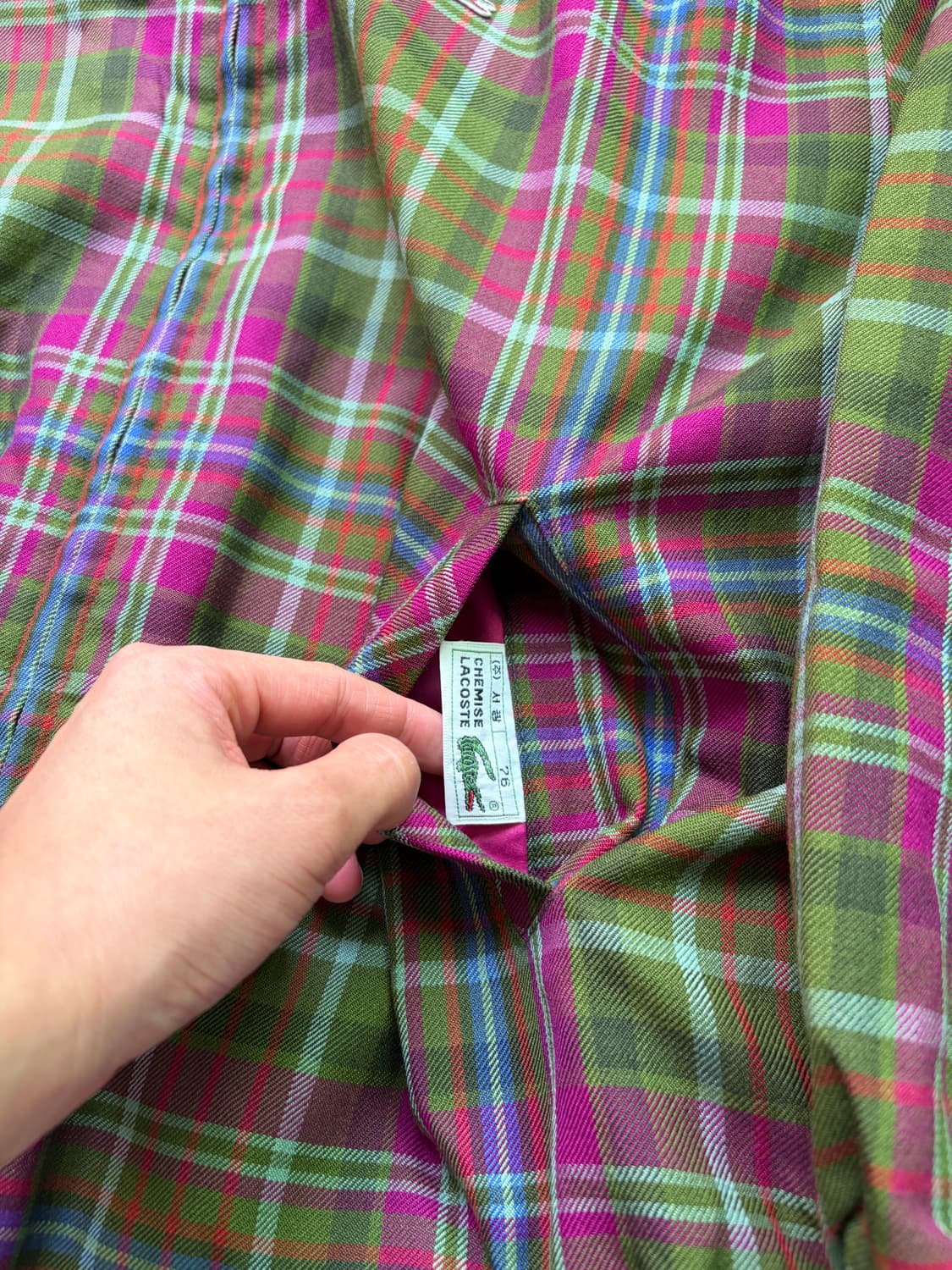 [M] 라코스테 리버서블 체크 블루종 자켓 핑크 상품이미지7