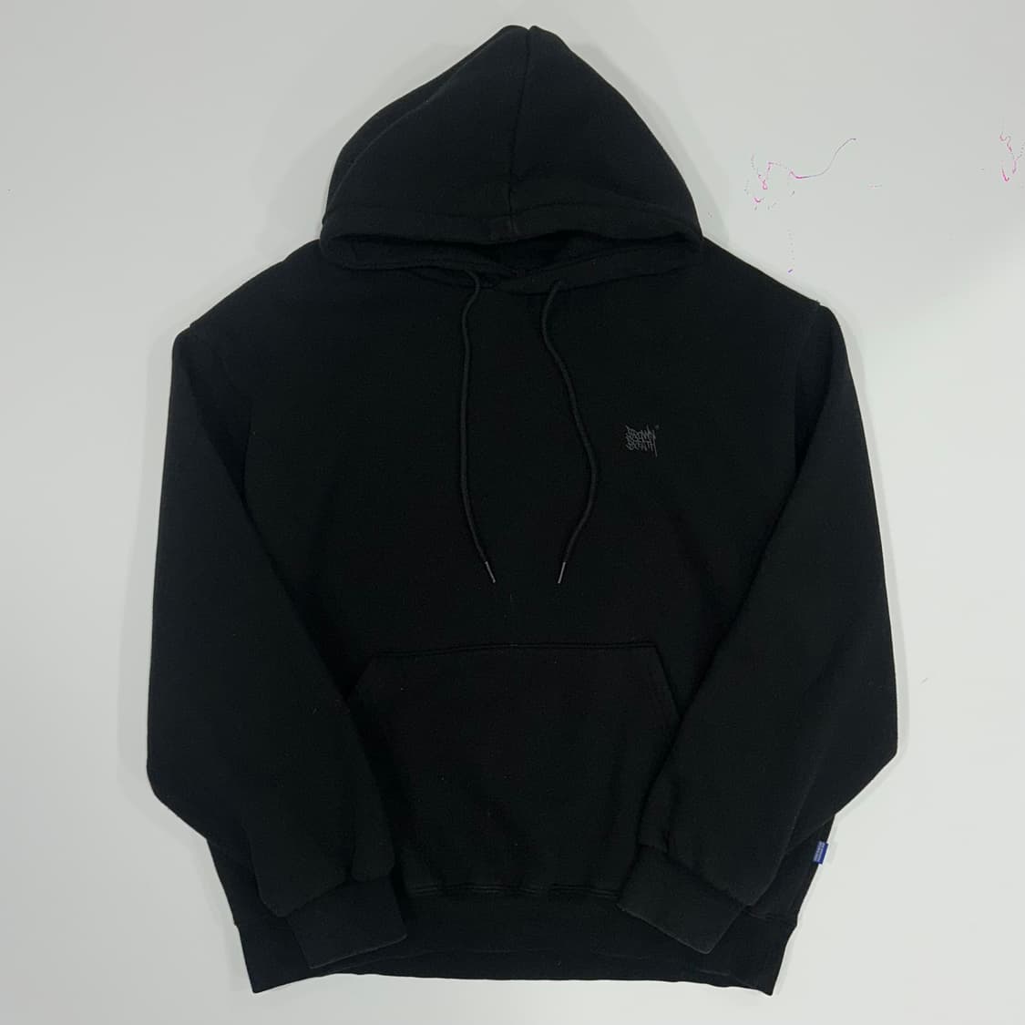 Brown breath 브라운브레스 차콜 로고 블랙 후드티 상품이미지4