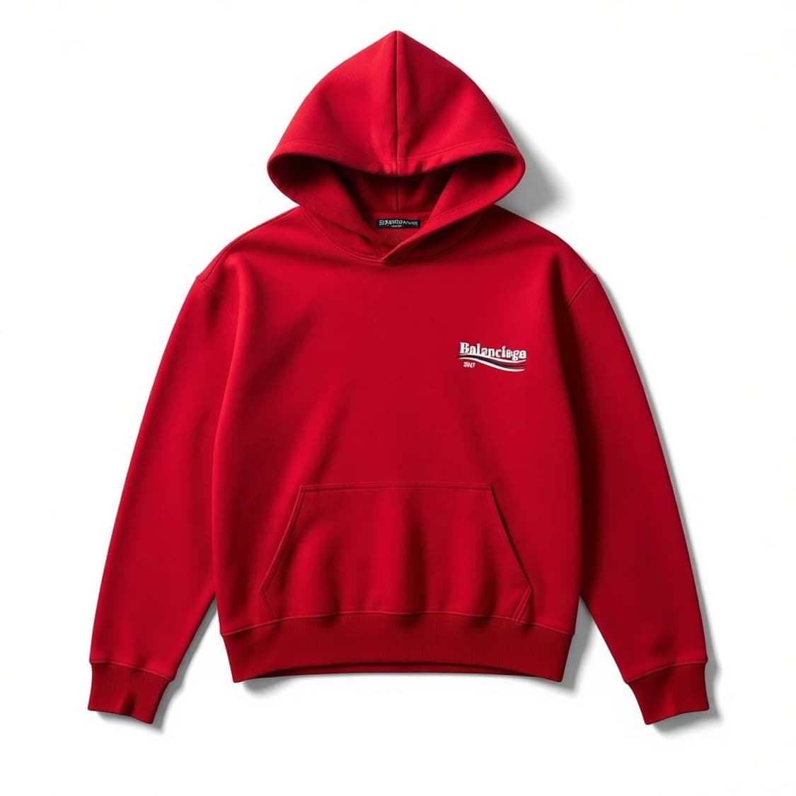 발렌시아가 웨이브 로고 후드티 레드 S 상품이미지1