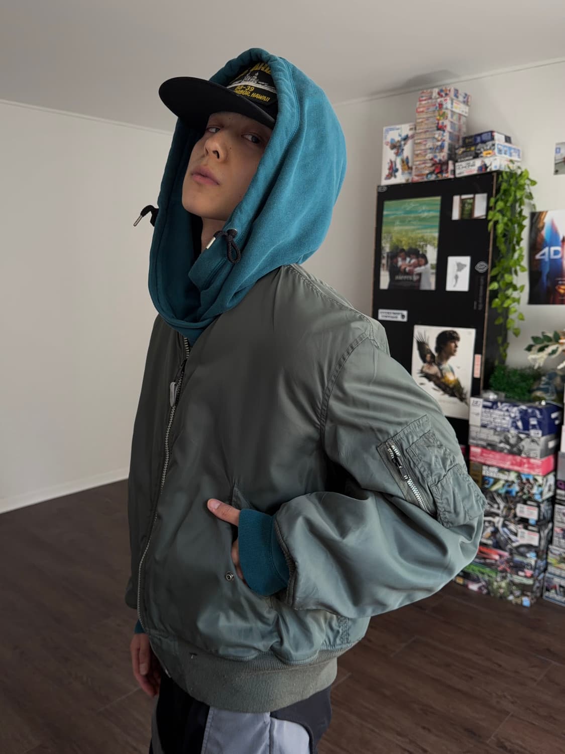 Nike 틸 터쿠아즈 레이어 후드 상품이미지3