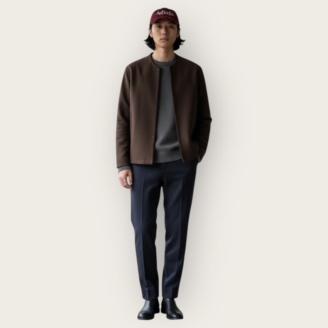 48/ 아워레가시 소프트 네이비 Canvas 울팬츠 상품이미지2