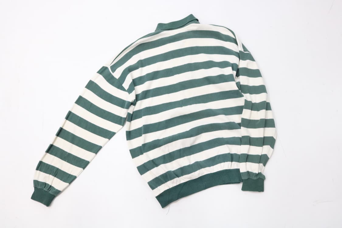 BASIE BRO'S 빈티지 그린 스트라이프 하프 집업 니트 스웻셔츠 상품이미지8