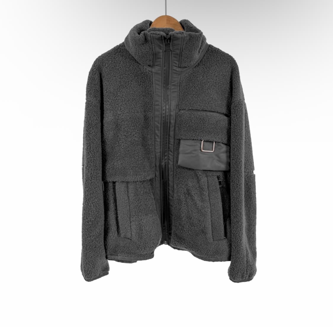 [48] 우영미 남성 21fw 부클 하이넥 후리스 점퍼 자켓 그레이 상품이미지2
