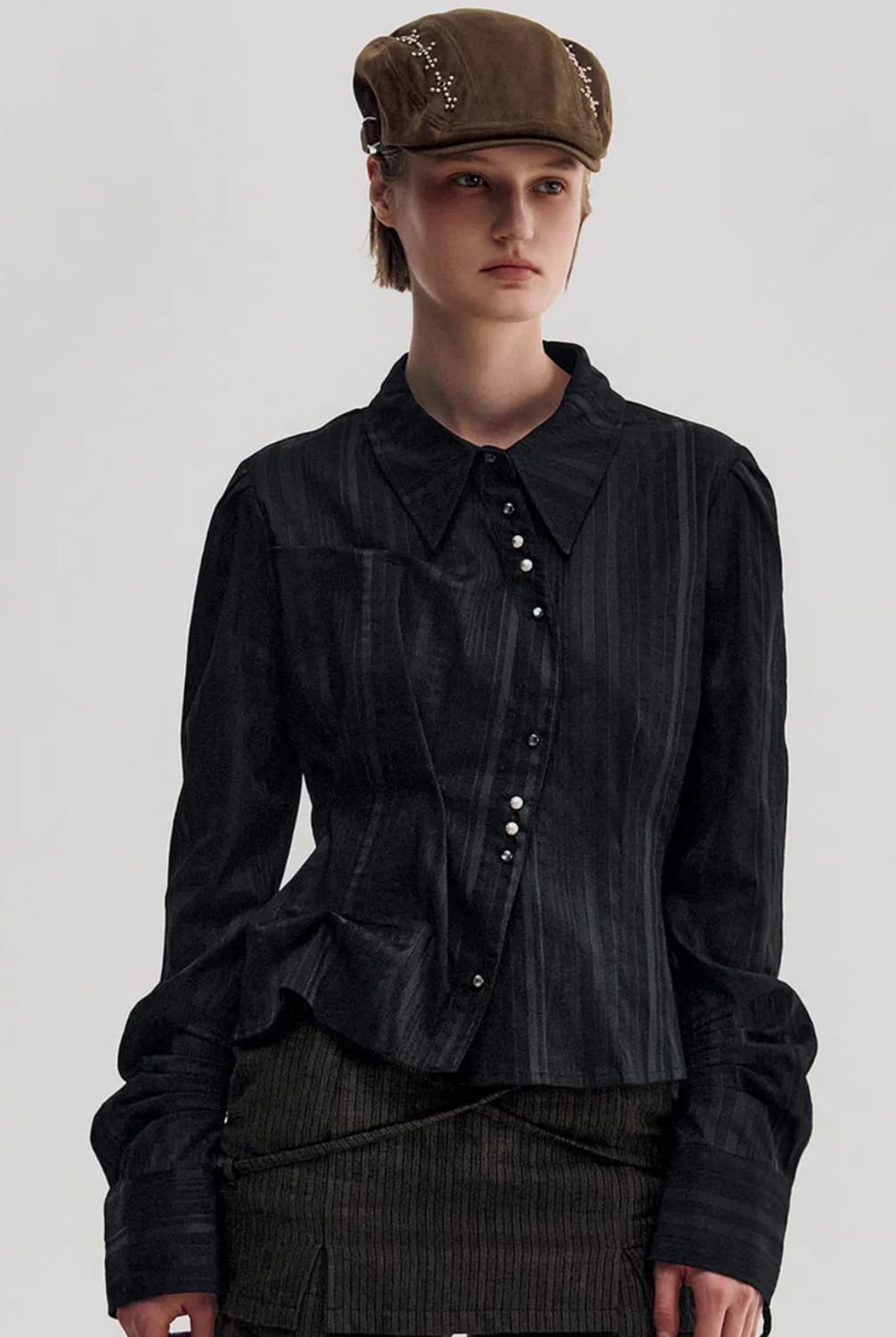 김지수 롱슬리브 버튼셔츠 블랙 상품이미지2