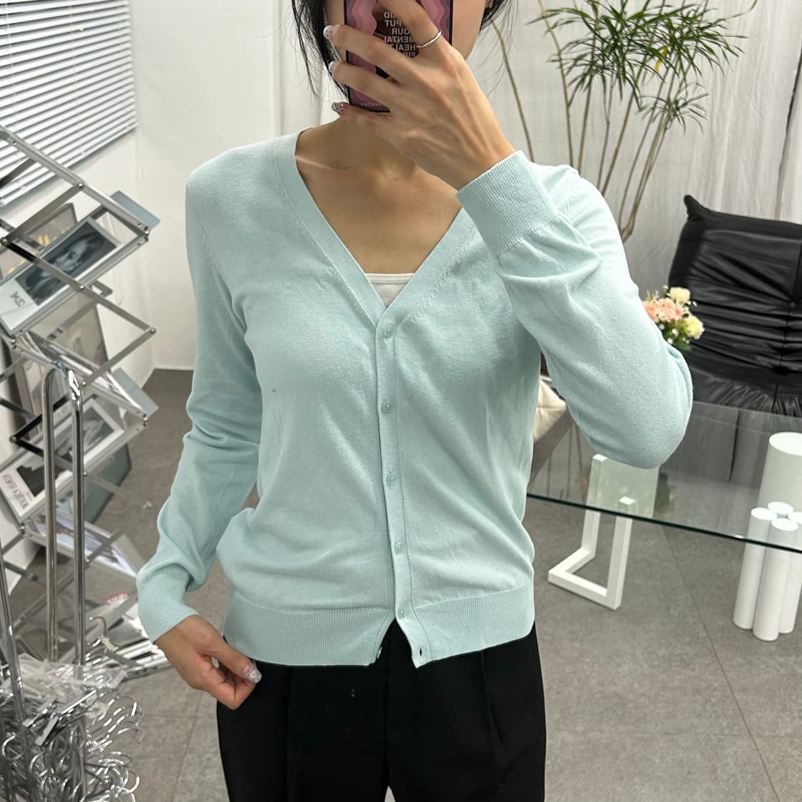 유니클로 민트 가디건 M 상품이미지3