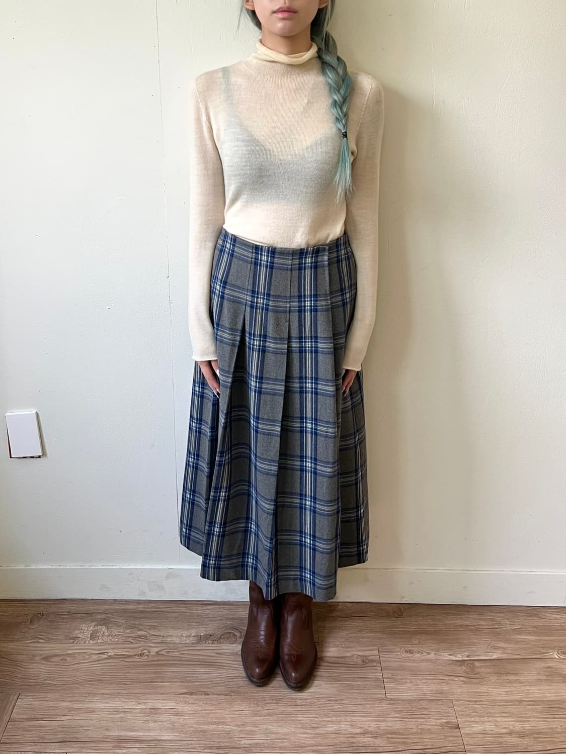 Dessin 체크 스커트 상품이미지7