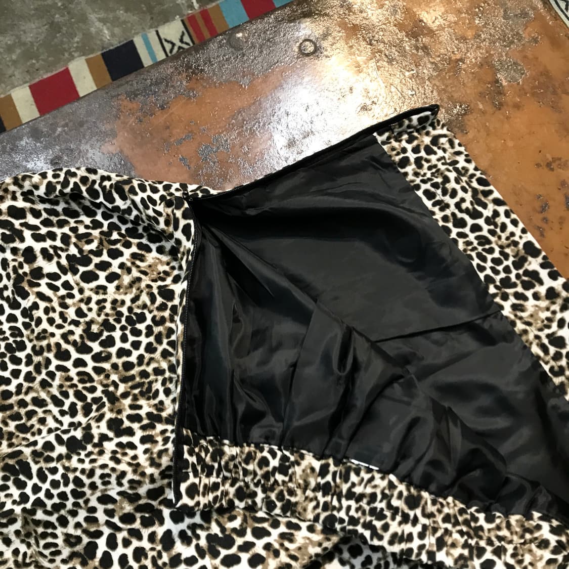 VTG 빈티지 레오파드 패턴 A라인 밴딩 롱 스커트 허리 24 27 상품이미지4