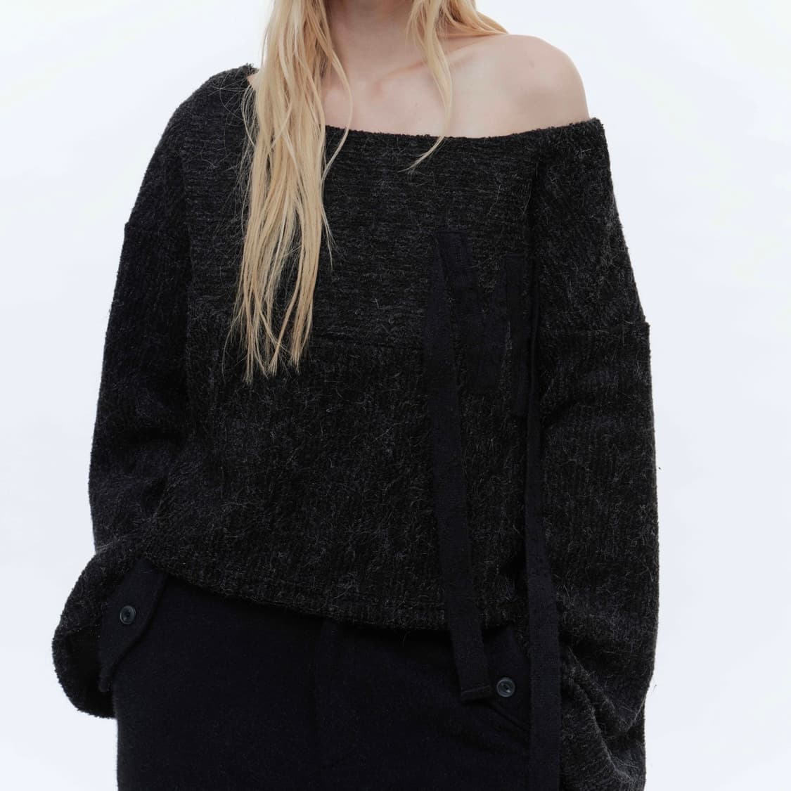 [WETTAG] 웻태그 W 와이드 넥 스웨터 #CHARCOAL 상품이미지2