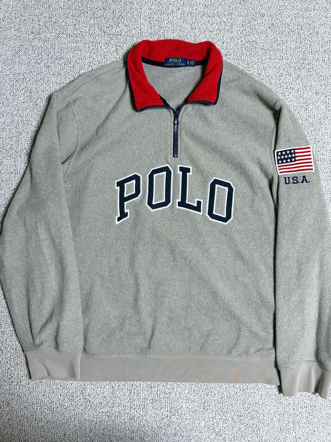 폴로 랄프로렌 빅로고 성조기 반집업 후리스 상품이미지2