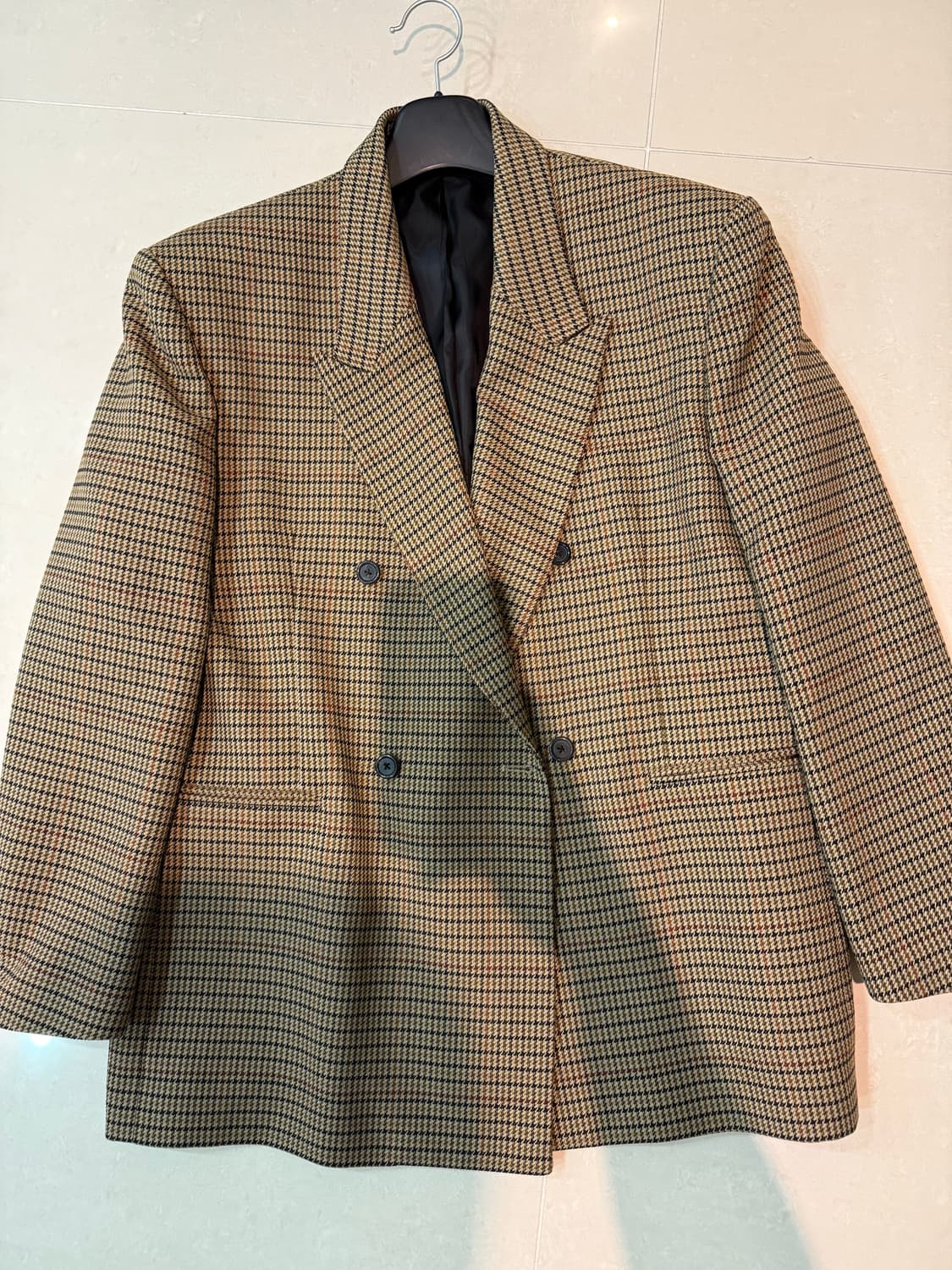 유스 오버사이즈 더블브레스티드 자켓 체크  상품이미지1