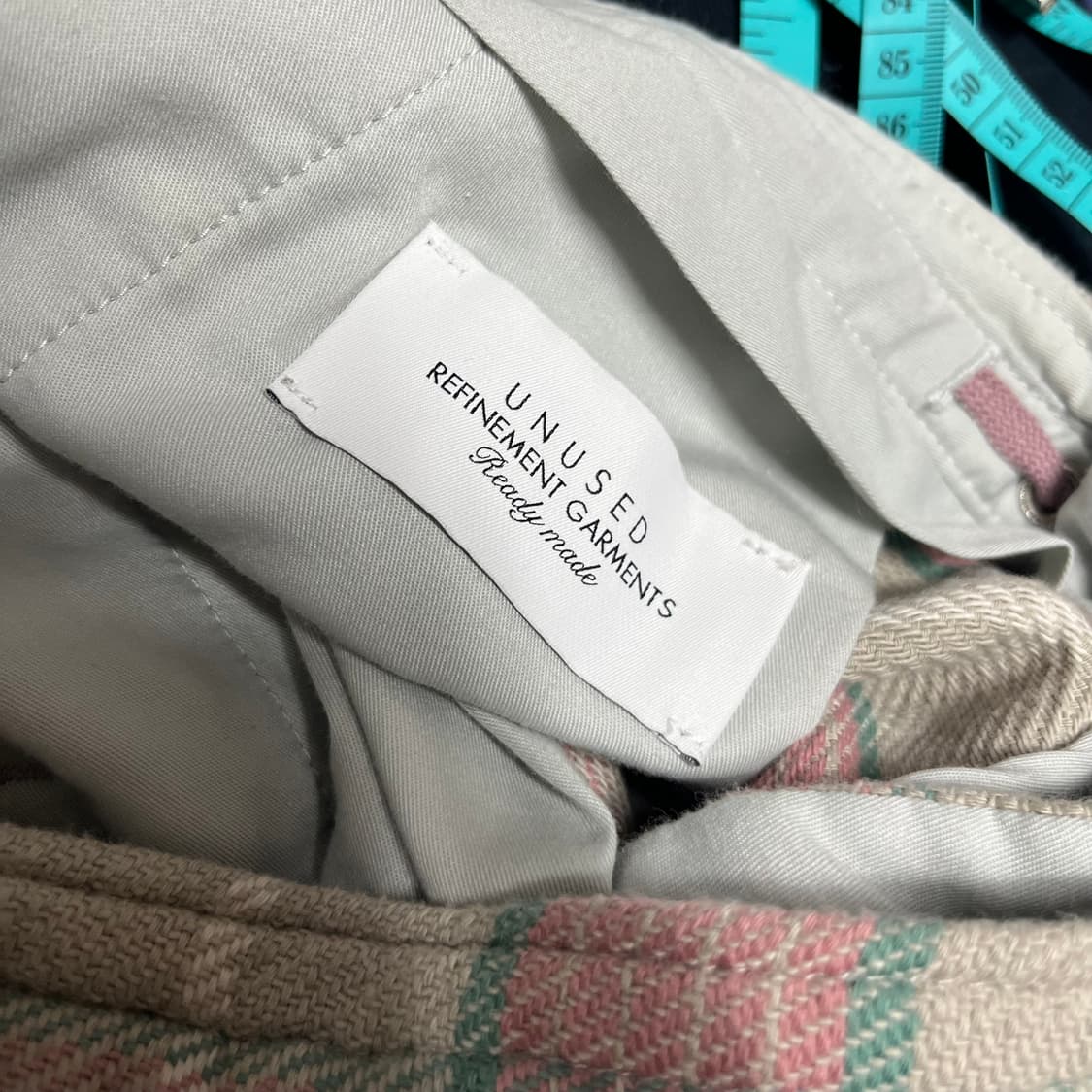 언유즈드 체크 면 100 반바지 팬츠  상품이미지3