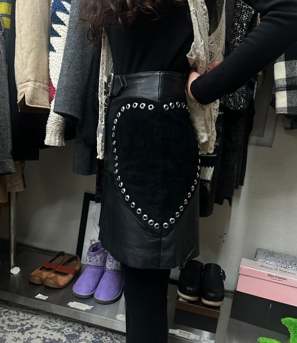 maje 마쥬 하트 레더 스커트 상품이미지2