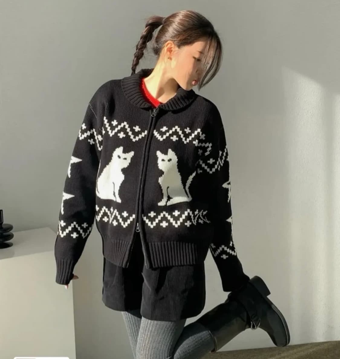 카비시 캣츠 집 업 가디건 블랙 M 상품이미지1