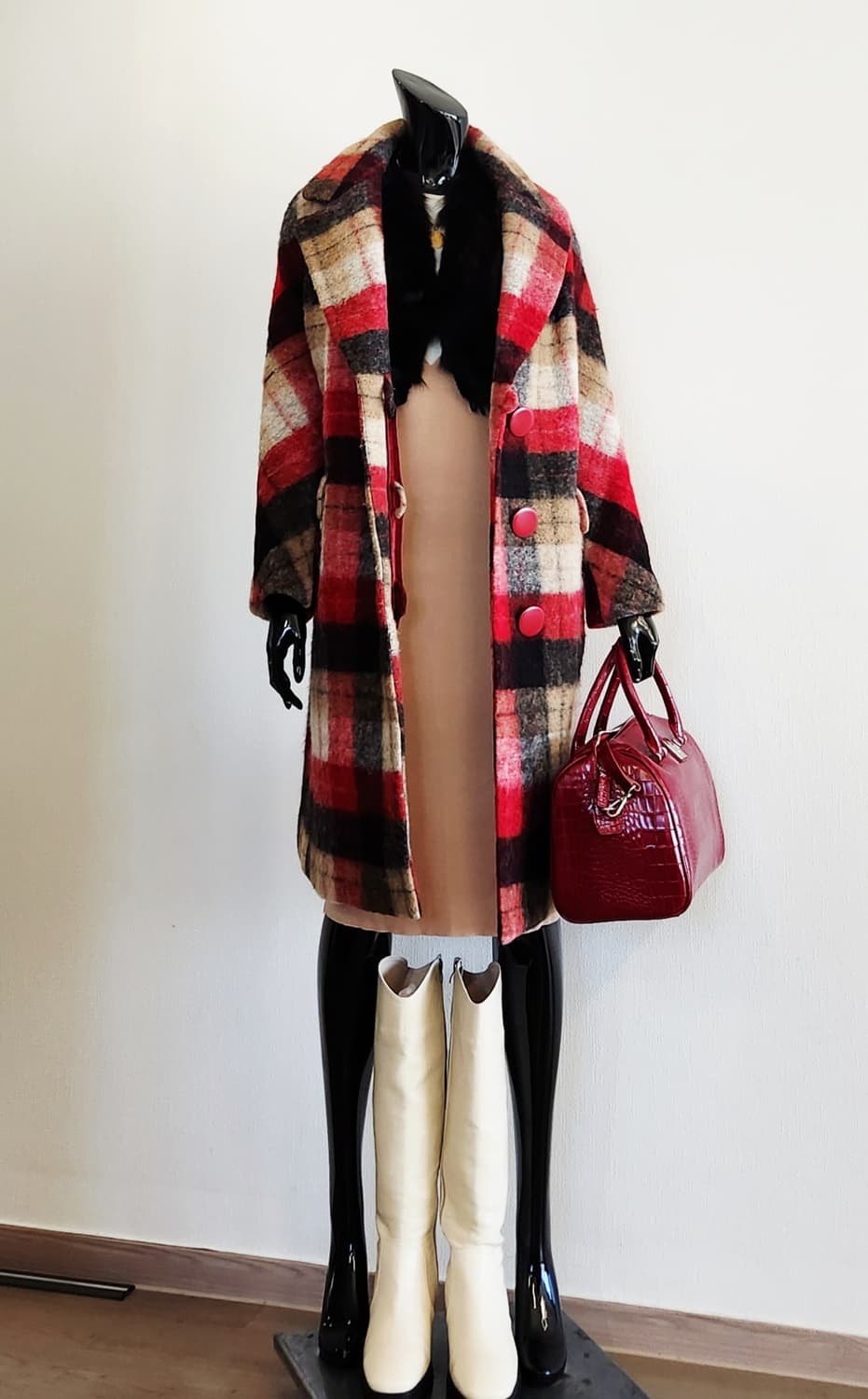 샤틴 레드 체크코트  상품이미지2