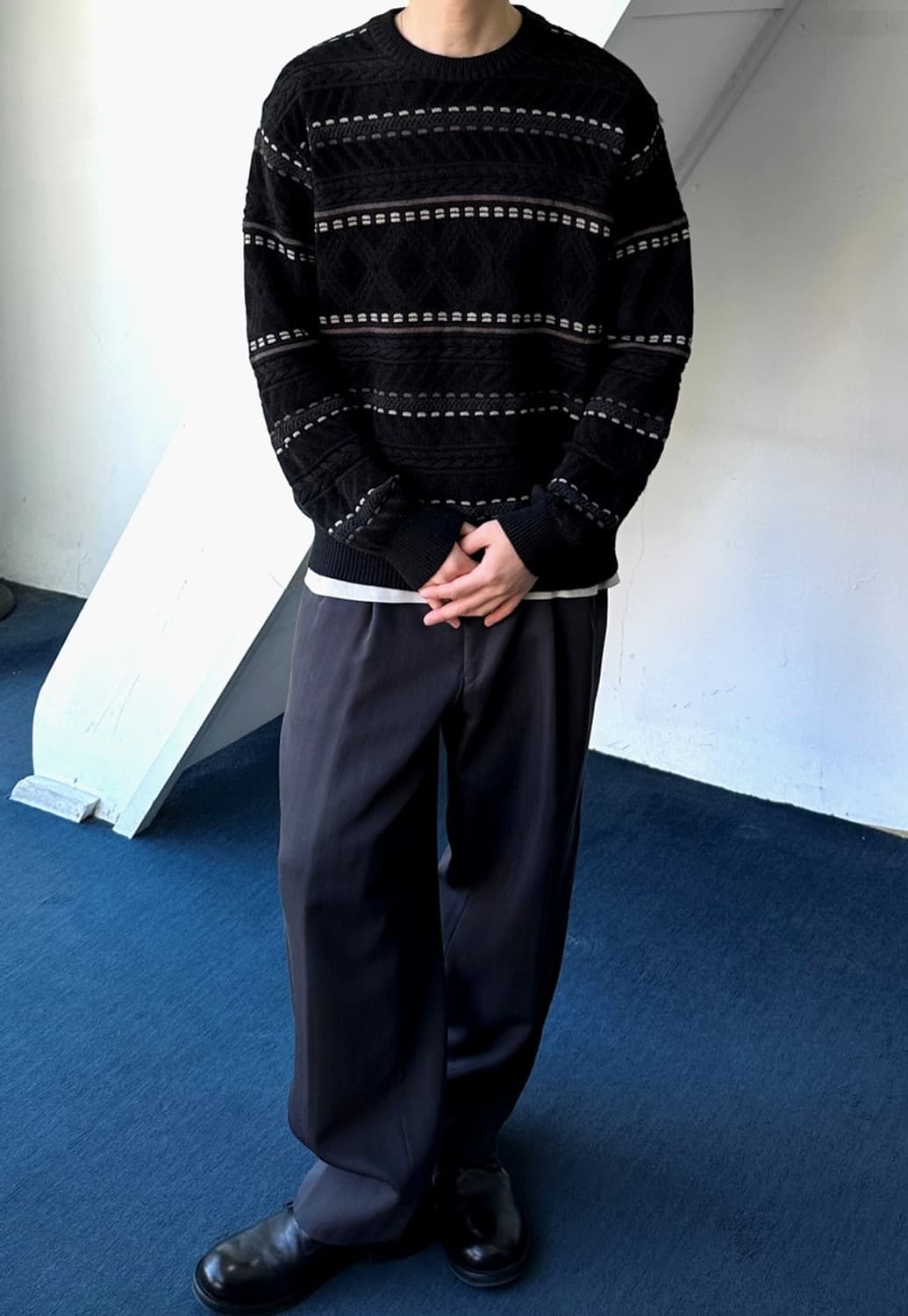 Wool blend pattern knit P/O 상품이미지7