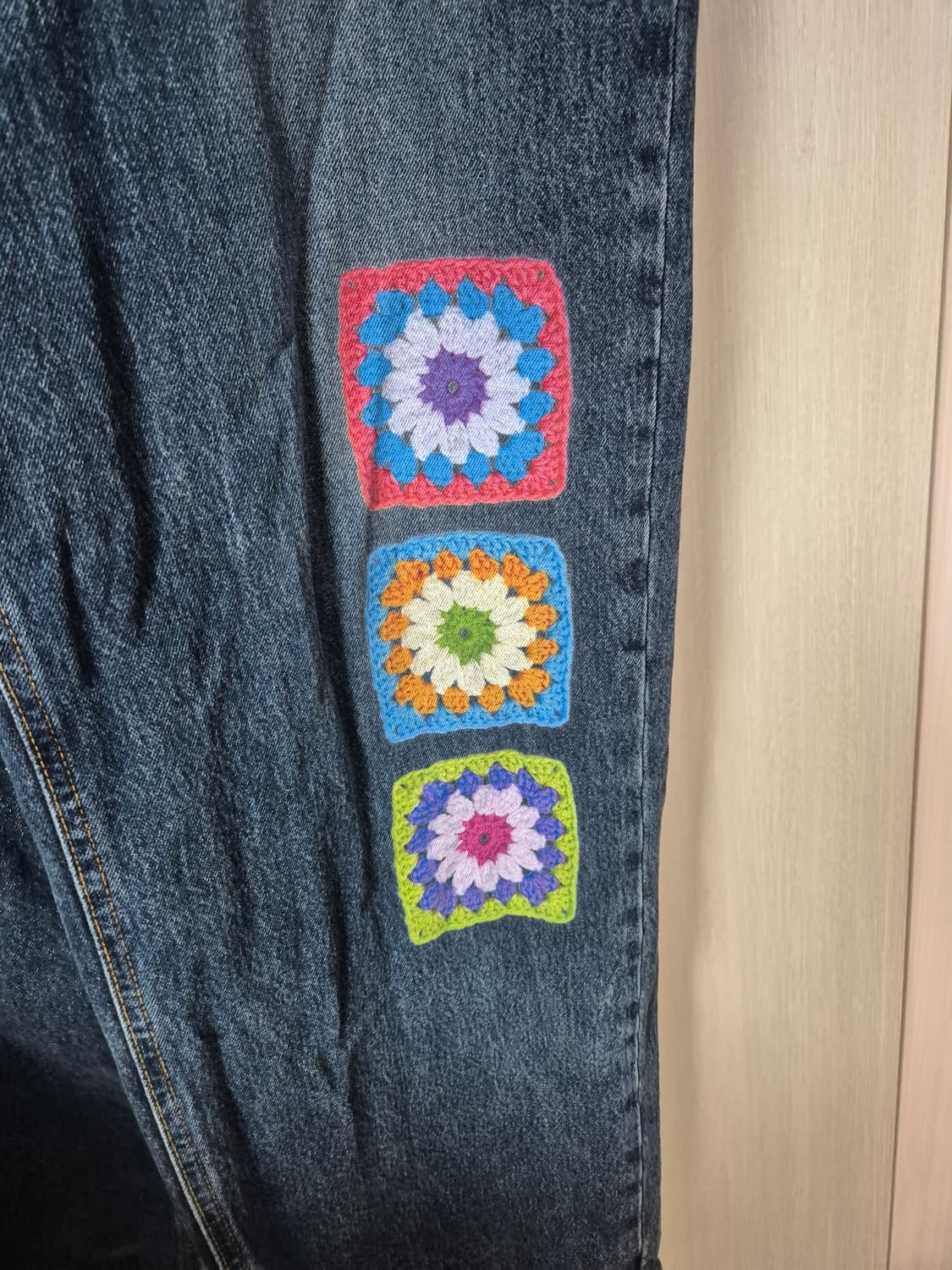 로씨로씨x 그래피커스 크로셰 패치 데님 팬츠 L 상품이미지4