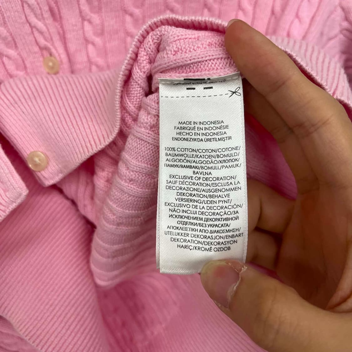 폴로 랄프로렌 베이비핑크 케이블 니트 가디건(L) 상품이미지7