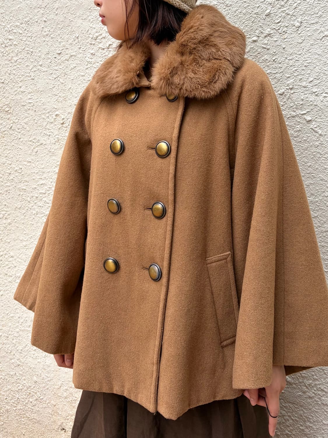 일본 빈티지 모리걸 퍼 케이프 코트 상품이미지1