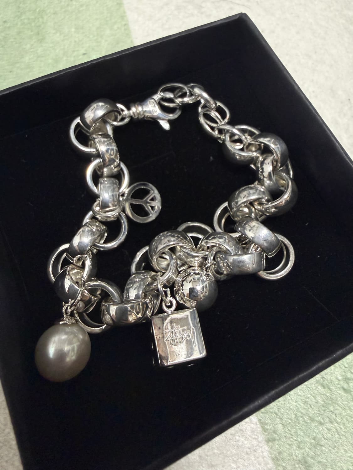 스투시 아이콘 참 브레이슬릿 스털링 실버 상품이미지1