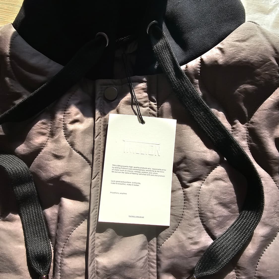 L 100~105 새제품) 트릴리온 스웨트 후드 후디 바시티 퀼팅 자켓 상품이미지5