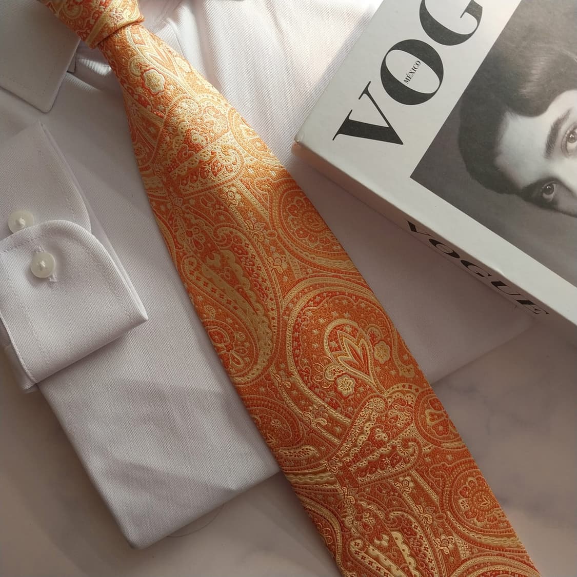 카운테스마라 실크 오렌지 페이즐리 넥타이 9.6cm A+등급 K1336
 상품이미지8