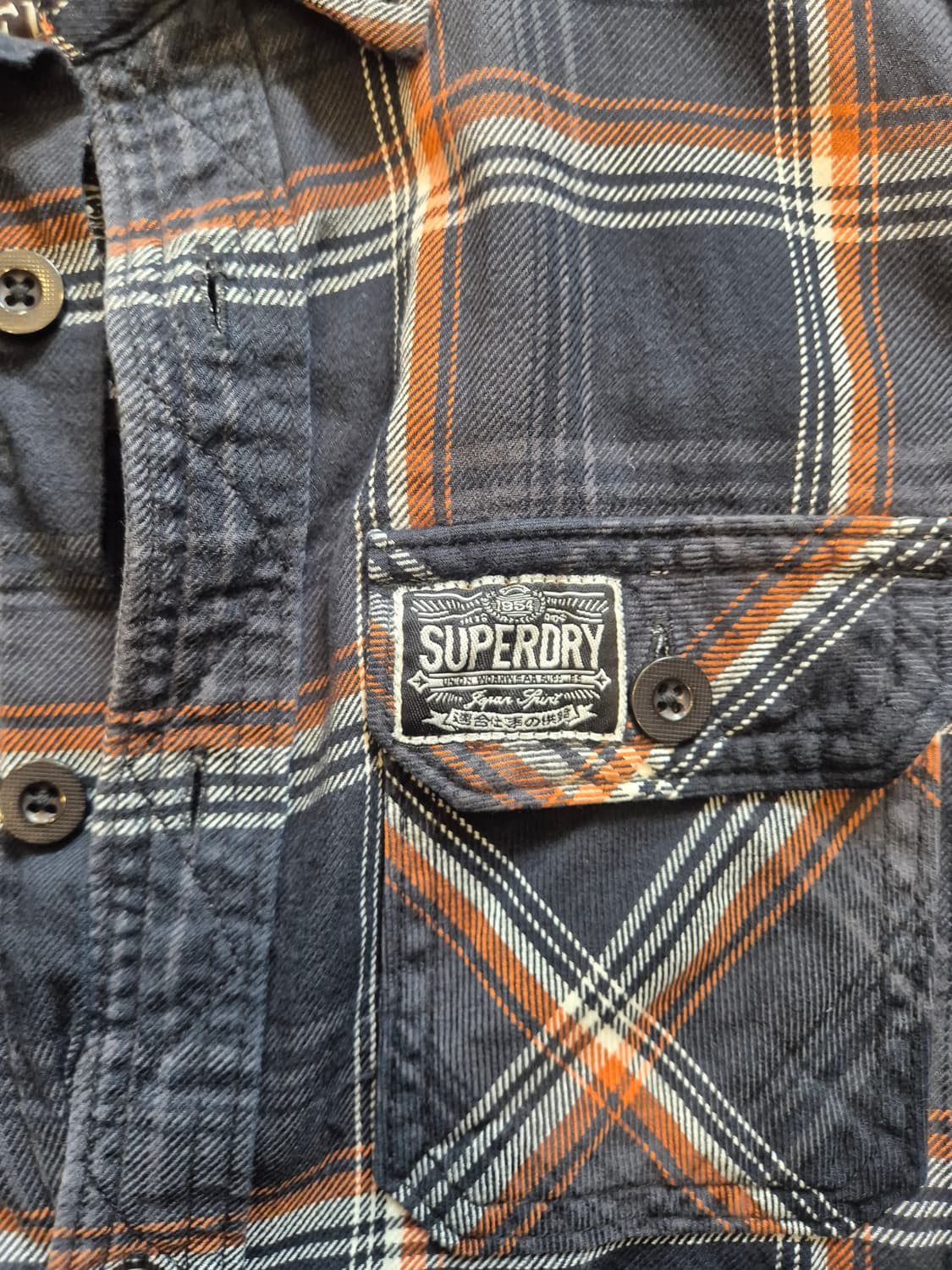 슈퍼드라이(Superdry)의 오렌지 네이비 체크 셔츠 - S 상품이미지2