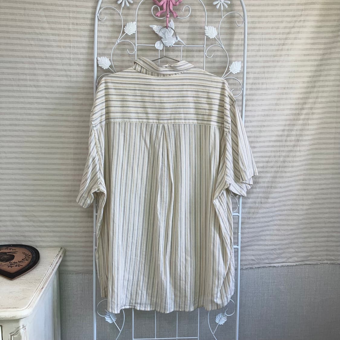 빈티지 파스텔 옐로우 스트라이프 셔츠 y2k 스트릿 갸루 펑키463 fa 상품이미지2